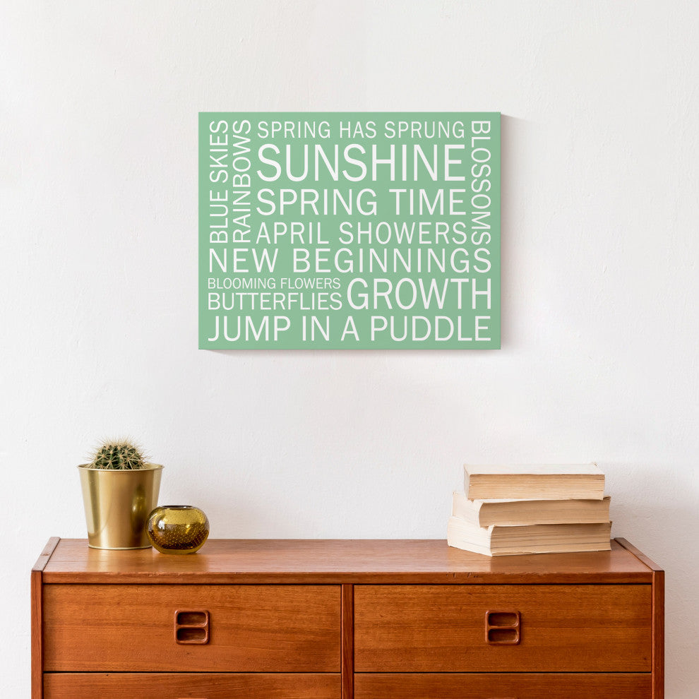 Green Spring Sayings 14x11 Canvas Wall Art