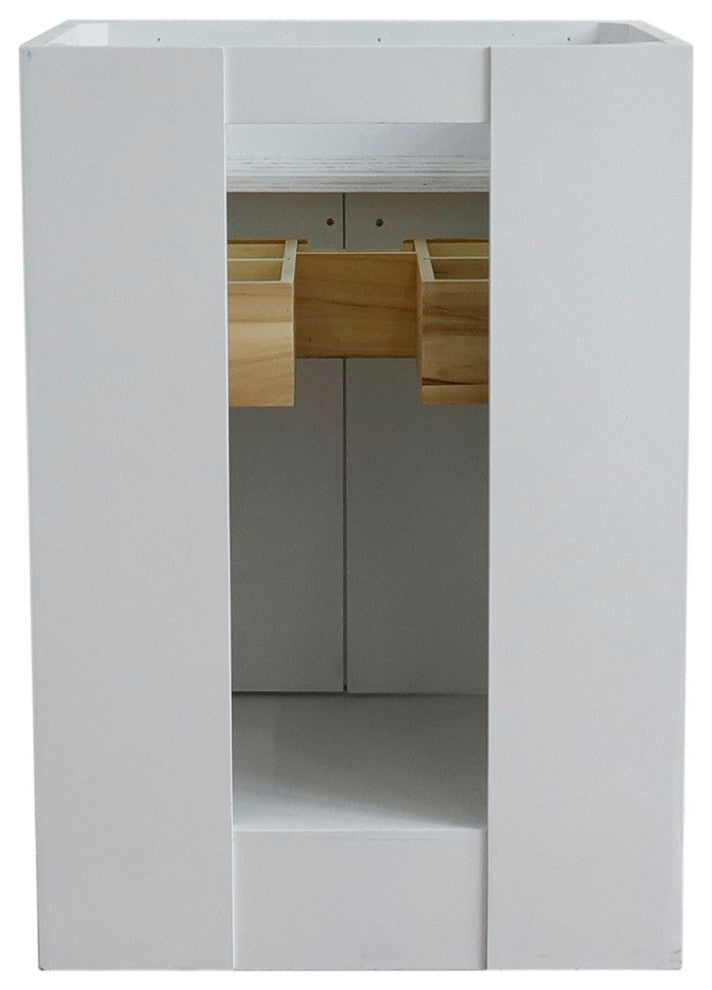 25" Single Sink Vanity, White Finish With Engineered Stone Top And Oval Sink