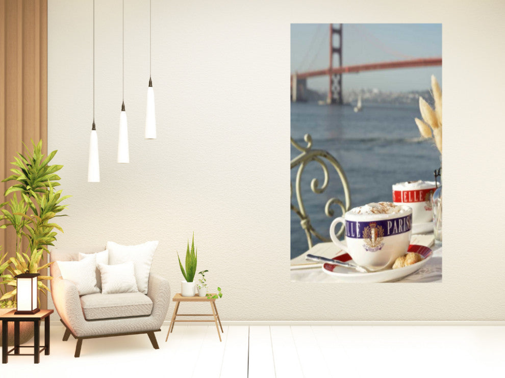 French Coffee For Two Golden Gate Bridge 1 Giclee Wrap Canvas Wall Art