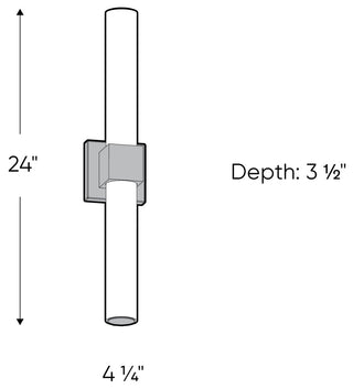 DALS Lighting LED Vanity Light, Square Glass, 5 CCT, Satin Nickel 24"