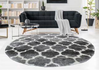 Noori Rug Shag Ava Grey/Ivory Round Rug