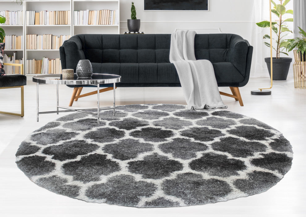 Noori Rug Shag Ava Grey/Ivory Round Rug