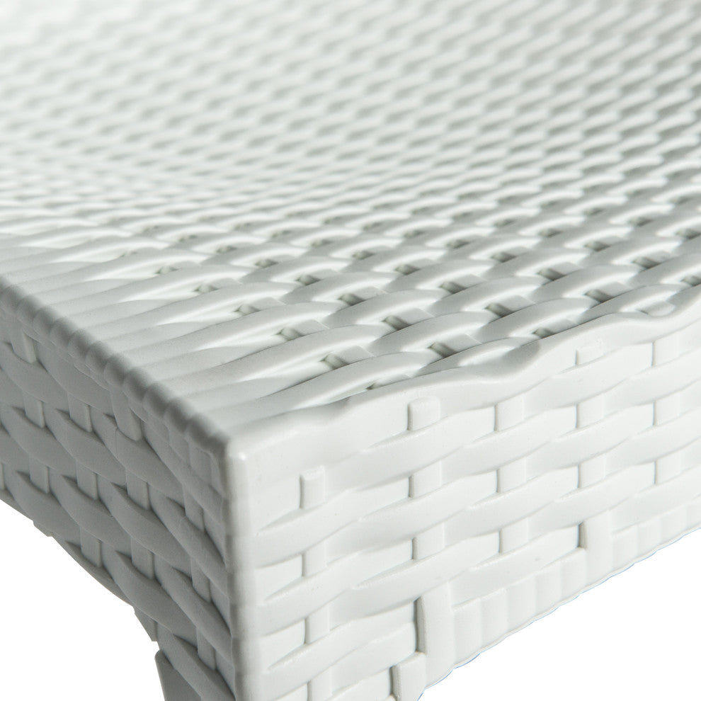 Leisuremod Weave Mace Indoor Outdoor Patio Chair, Set of 2, White