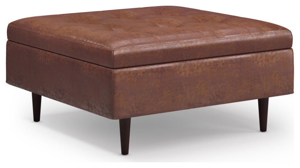 Shay Mid Century Large Square Coffee Table Storage Ottoman