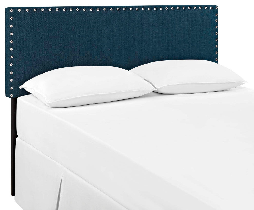 Phoebe Queen Upholstered Fabric Headboard, Azure