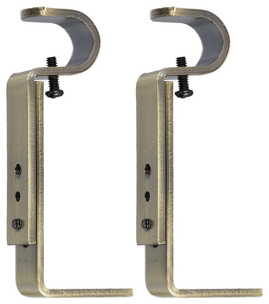 Adjustable Bracket for 1/2"-5/8" Rod, Antique Brass, Set of 2