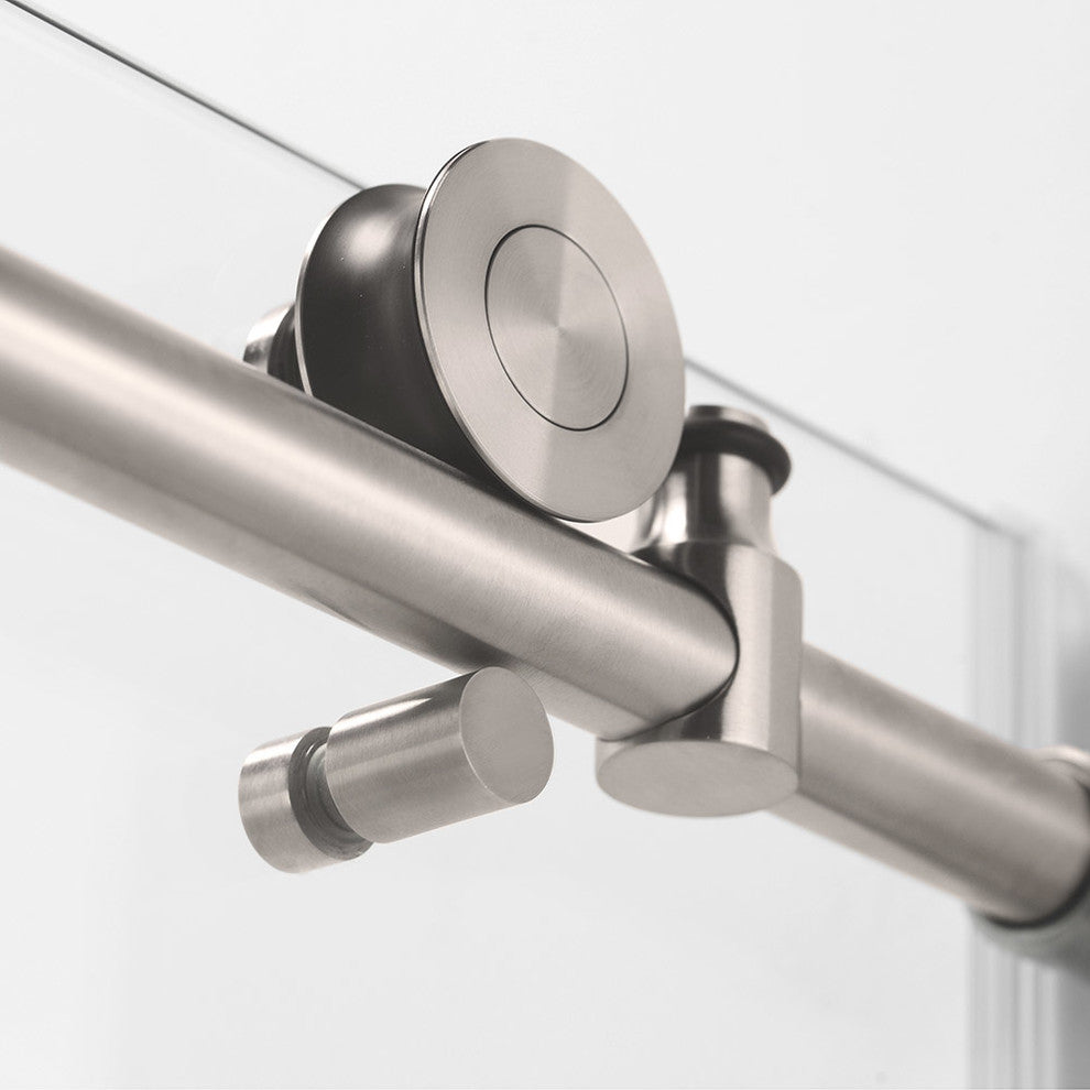 WoodBridge 56-60"Wx76"H Frameless Sliding Shower Door, Brushed Nickel