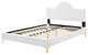 Platform Bed Frame, King Size, White, Velvet, Modern, Bedroom Guest Suite