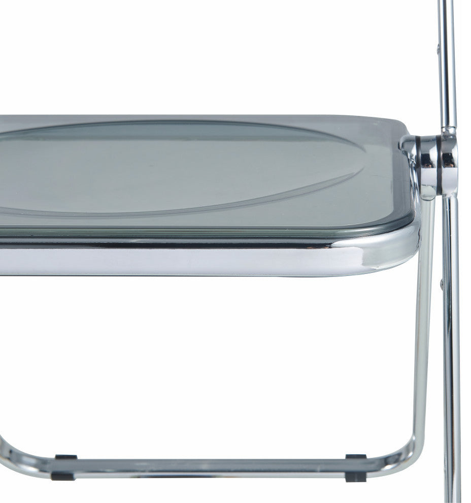 Lawrence Acrylic Folding Chair With Metal Frame, Set of 2, Transparent Black