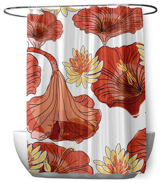 70"Wx73"L Lotokoi Shower Curtain, Orange