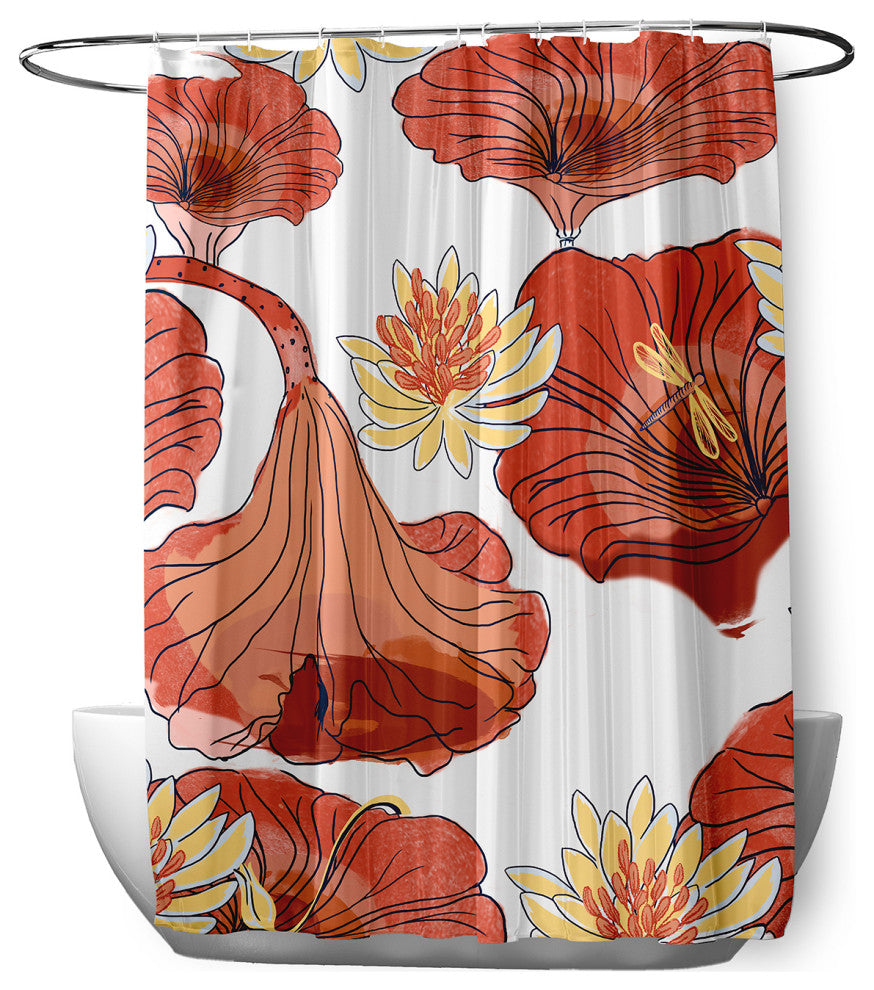 70"Wx73"L Lotokoi Shower Curtain, Orange
