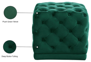 Stella Velvet Upholstered Ottoman/Stool, Green