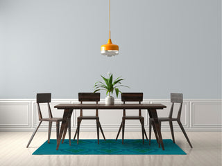 Fancy Leaves Soft Chenille Area Rug, Teal, 5'x7'