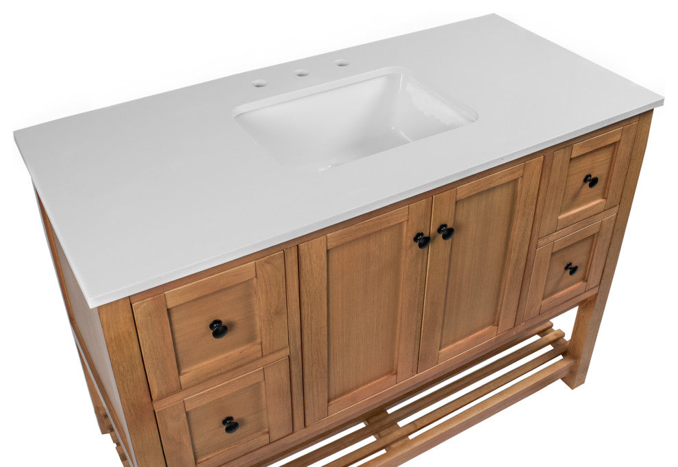 Kitchen Bath Collection Lakeshore 48" Vanity, Blonde, Engineered White