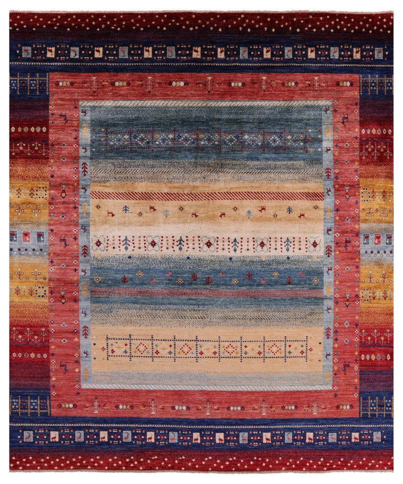 8' 2" X 9' 8" Persian Gabbeh Tribal Hand-Knotted Rug Q5257