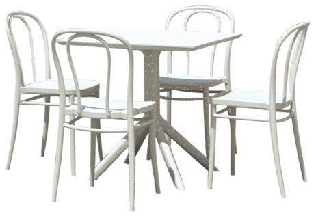 Victor Patio Dining Set With 4 Chairs White