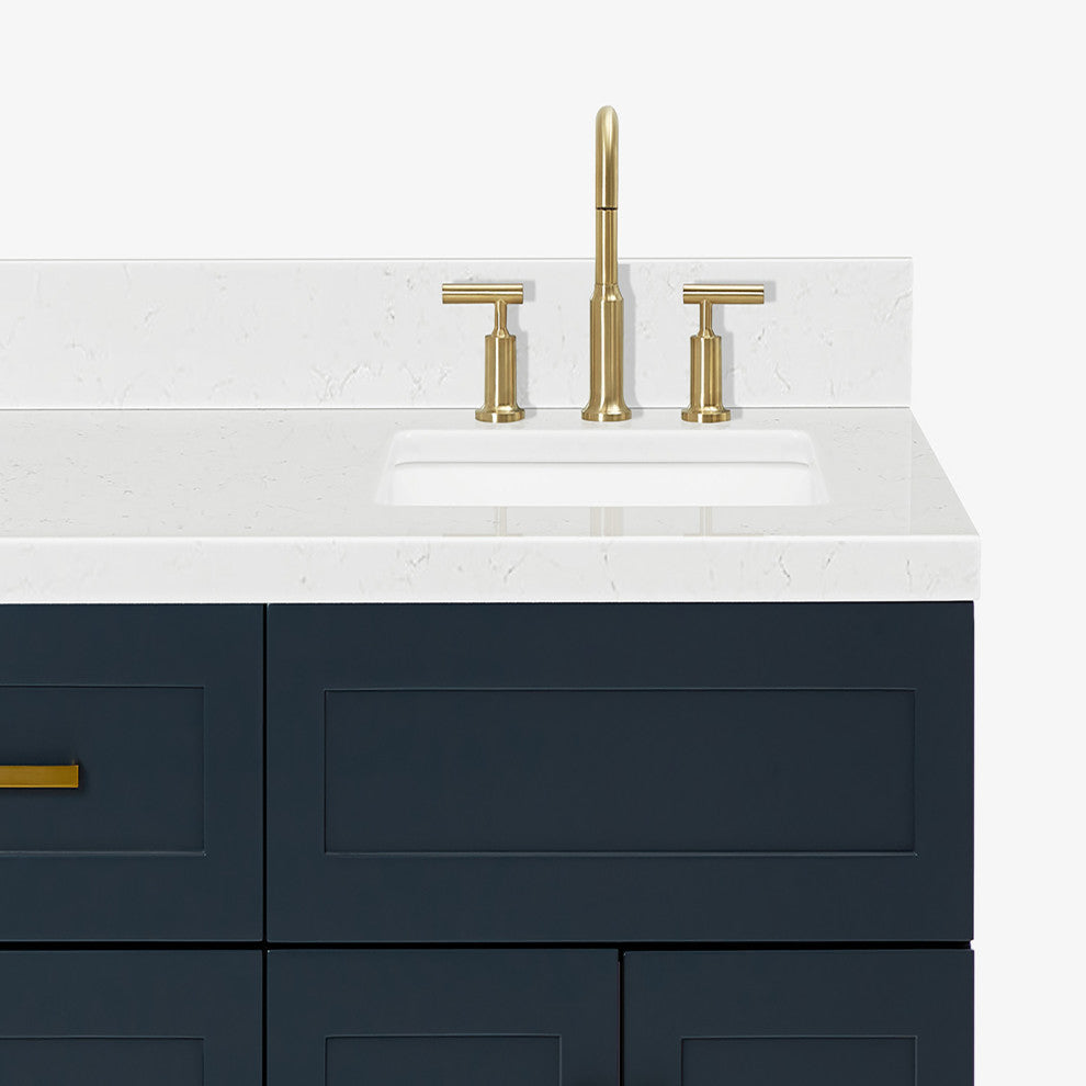 Ariel Hamlet 72" Double Rectangle Sink Bathroom Vanity, Carrara Quartz