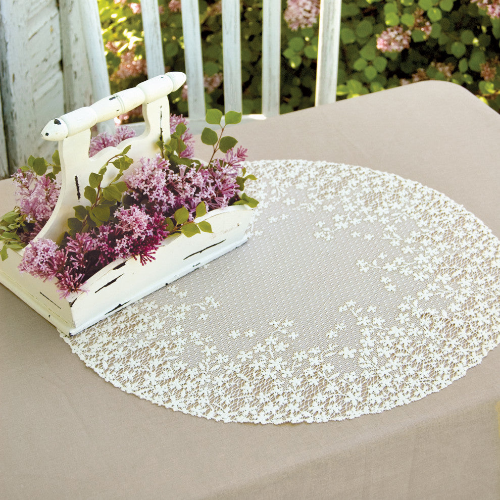 Blossom 20" Round Doily, Set of 2, White