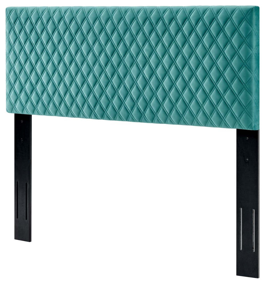 Headboard, Full Queen Size, Velvet, Teal Blue, Modern Contemporary, Bedroom