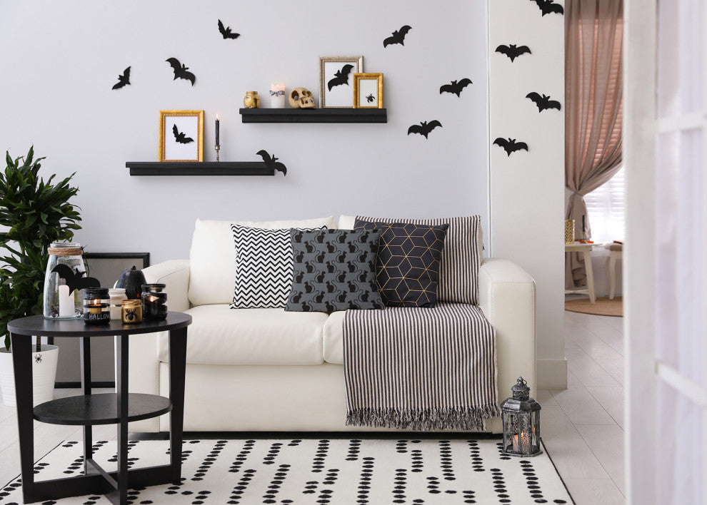 26" x 26" Spooky Cats Decorative Throw Pillow, Steel Gray