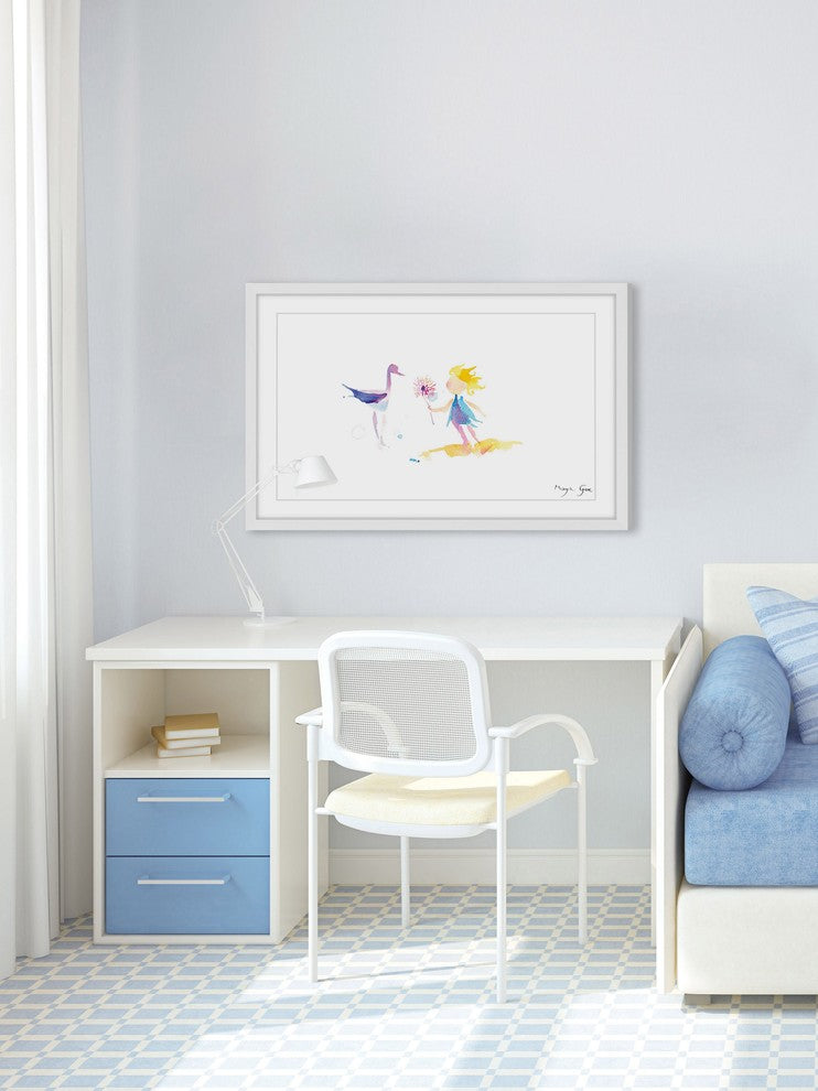 Marmont Hill, "Crane Girl" by Maya Gur Framed Painting Print, 24x16