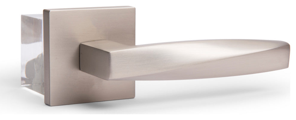 Modern Heavy Duty Designer Interior Door Lever - Convex Collection, Satin Nickel, Double Dummy