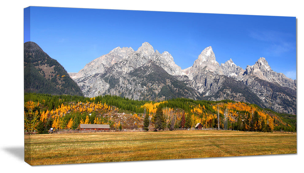 Grand Tetons Panorama, Landscape Canvas Art Print, 32"x16"