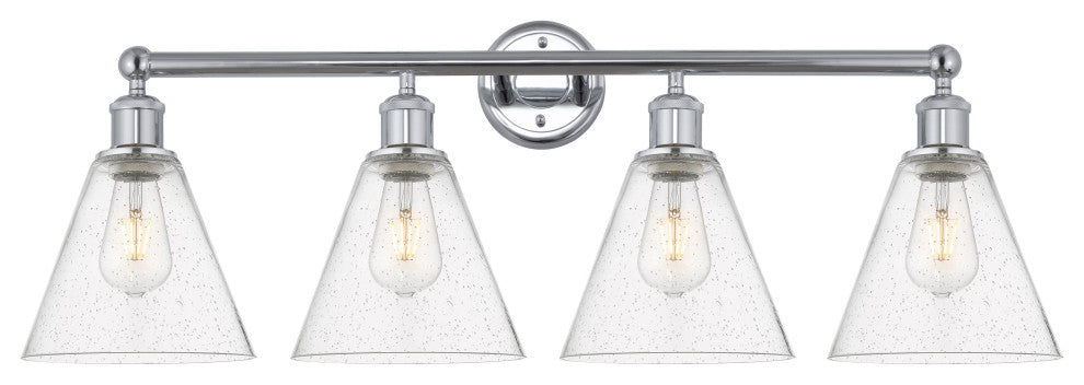 Berkshire 4-Light 35" Bath Vanity Light, Polished Chrome Finish, Seedy Shade