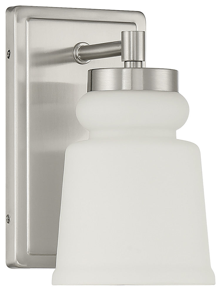1-Light Wall Sconce, Matte Black, Brushed Nickel