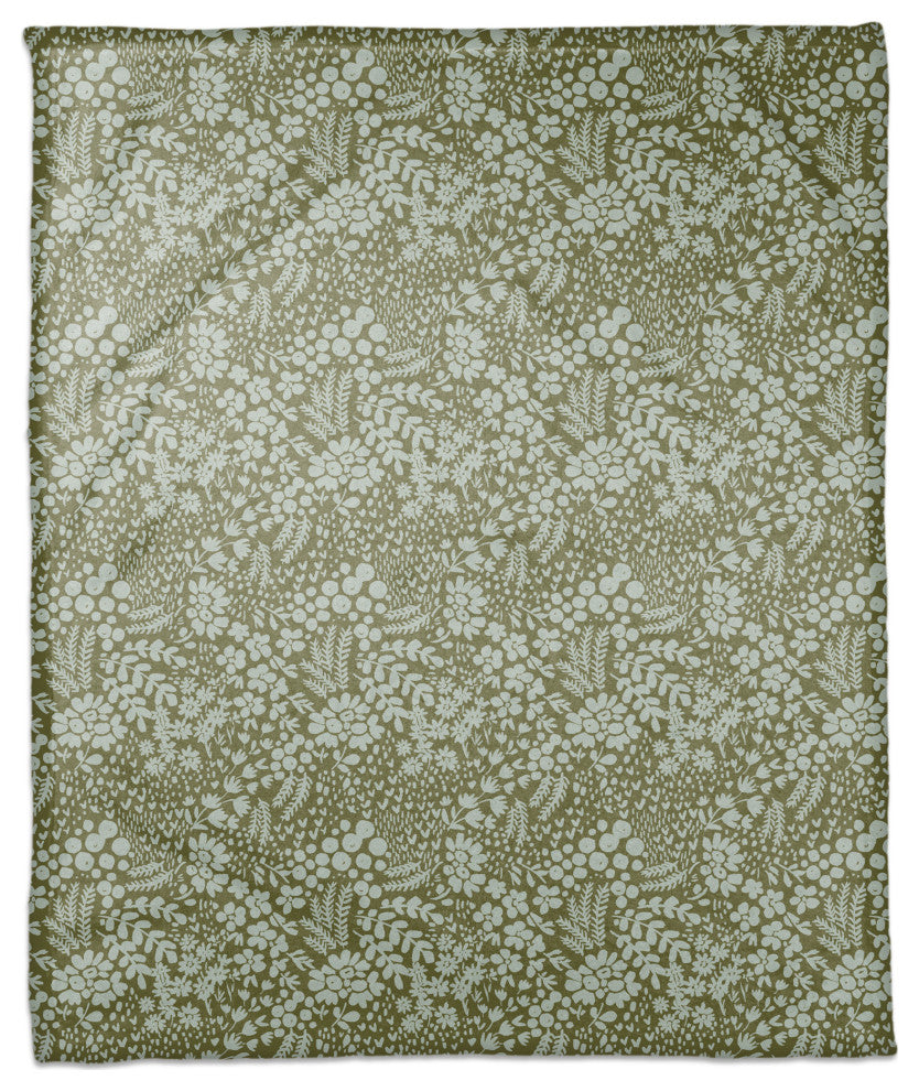 Green Dainty Floral 50x60 Coral Fleece Blanket