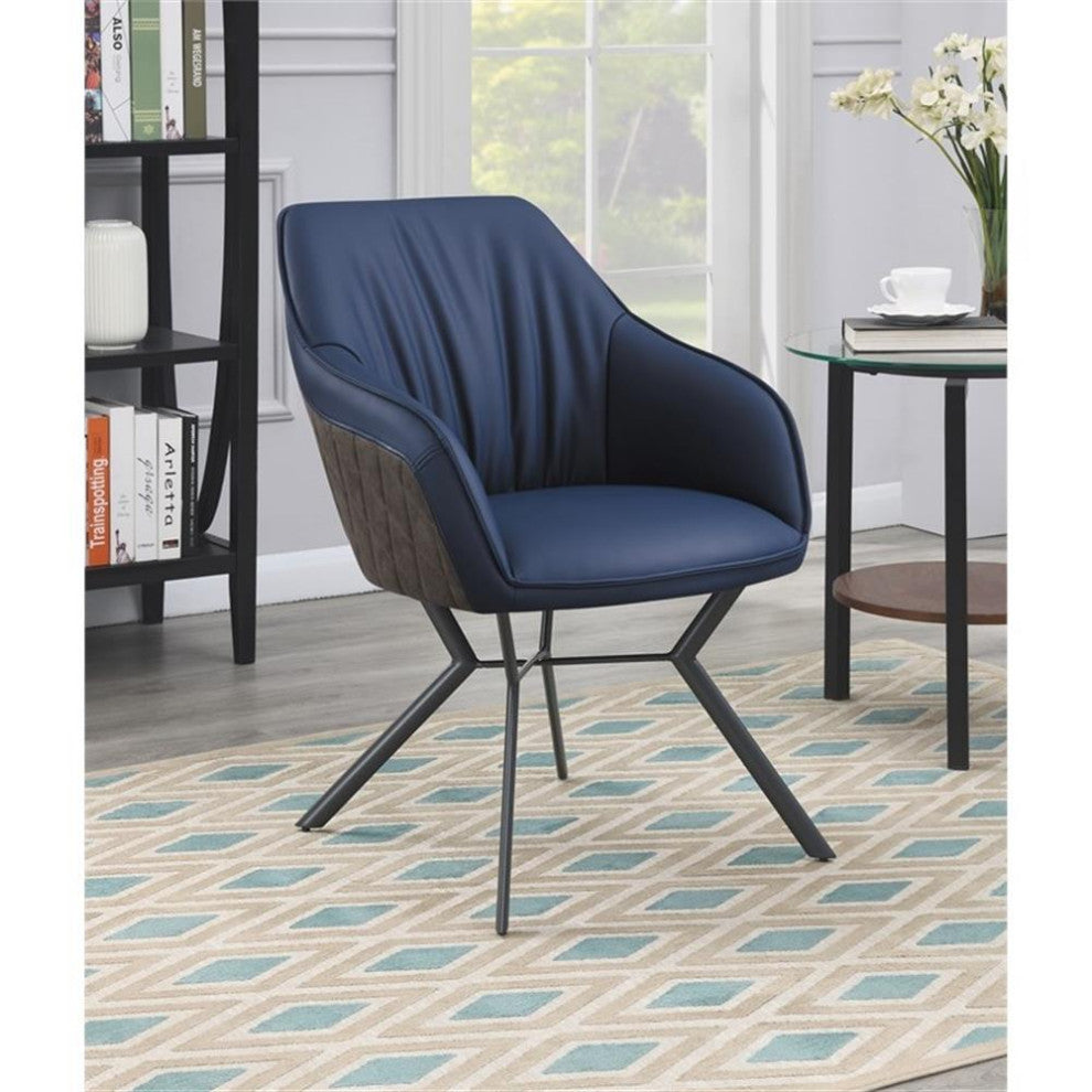 Coaster Mayer Upholstered Faux Leather Dining Chairs in Blue
