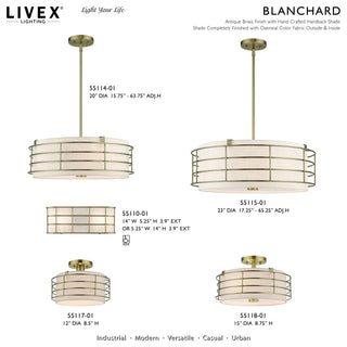 Blanchard 4-Light Antique Brass Pendant Chandelier