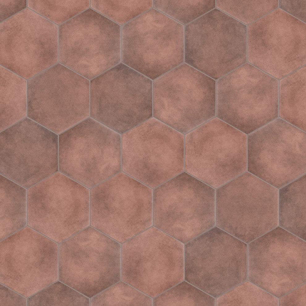 Matter Hex Red Porcelain Floor and Wall Tile