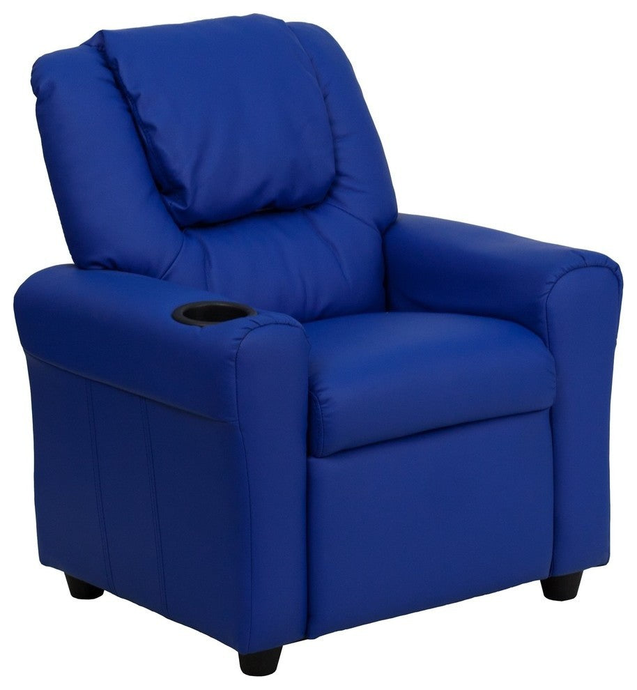 Kids Recliner With Cup Holder And Headrest, Blue