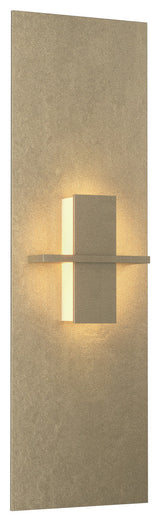 Aperture Vertical Sconce, Soft Gold Finish, White Art Glass