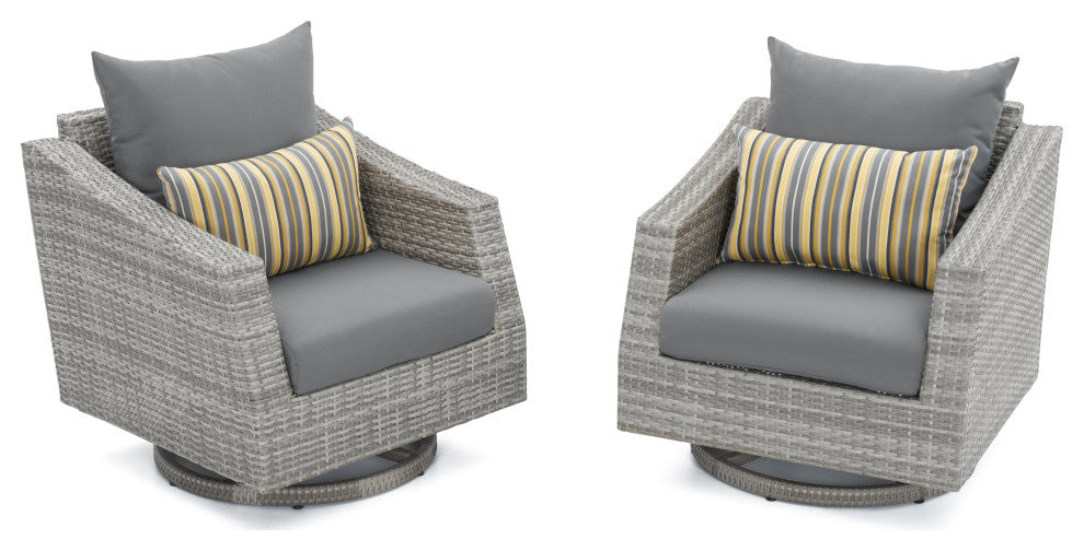 Cannes Deluxe 8 Piece Aluminum Outdoor Patio Sofa and Club Chair Set, Charcoal Gray