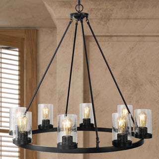 Coronet 3-Light Iron Glass LED Chandelier, Black, Width: 33.5"