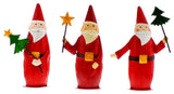Set of 3 Retro Metal Santa Statues 9", Red Sculptures Figures