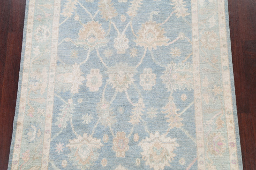 Oushak Oriental Distressed Traditional Hand Made Turkish Area Rug, Blue, 5x7