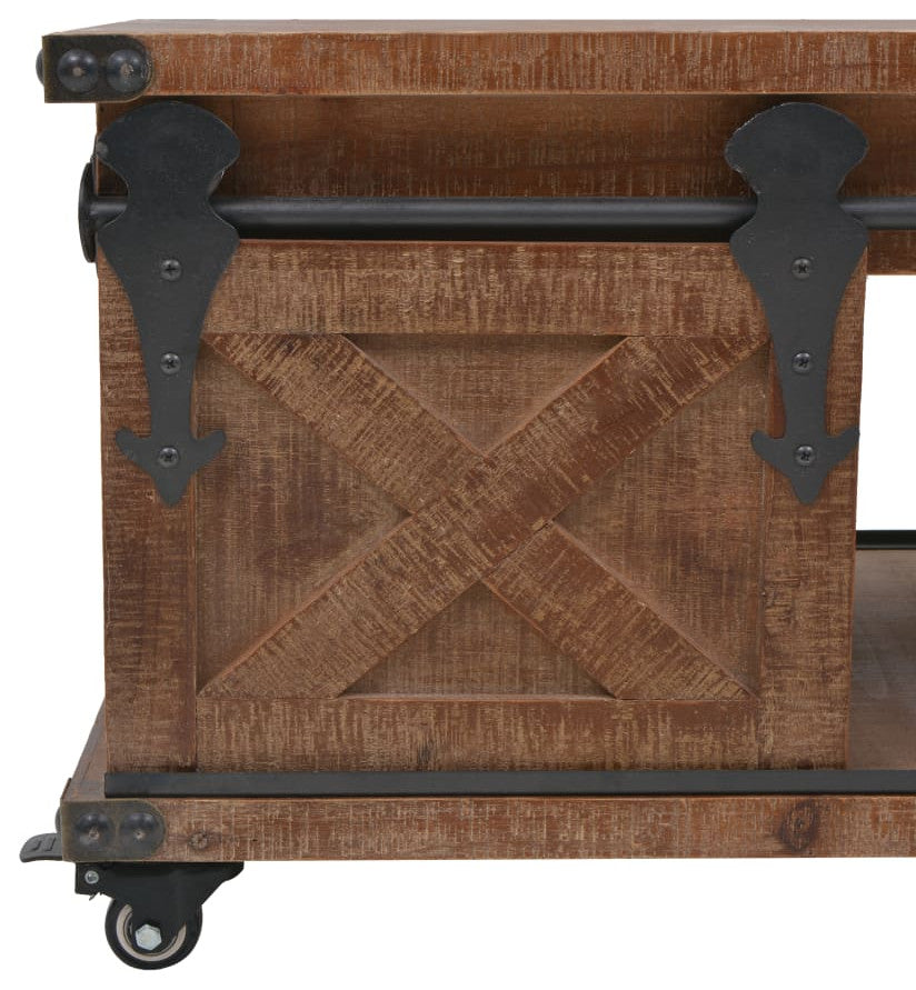 Vidaxl Coffee Table Solid Fir Wood 35.8"x20.1"x15" Brown
