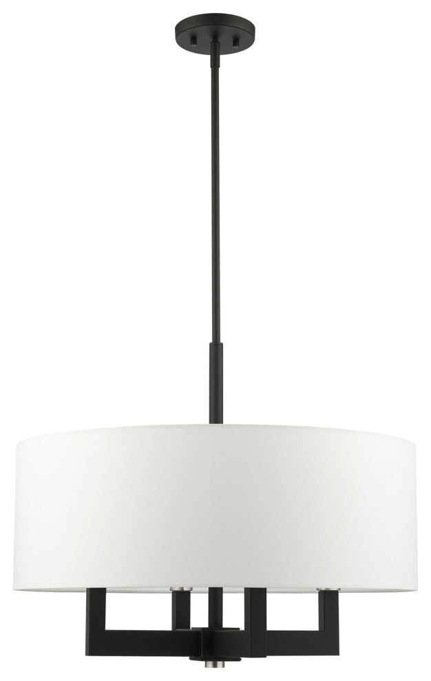 Livex Lighting Cresthaven 4 Light Black With Brushed Nickel Accents Chandelier