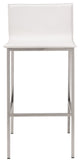 Bar Stool Chair Barstool, Set of 2, Faux Vinyl Leather, Steel, White, Silver