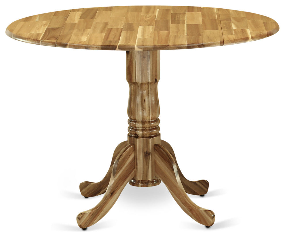 5Pc Dining Set, Round Table, 4 Chairs, Grey Chairs Seat, Natural