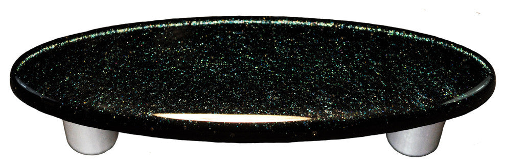 Dark Metallic Blue Pull Oval, Black Post