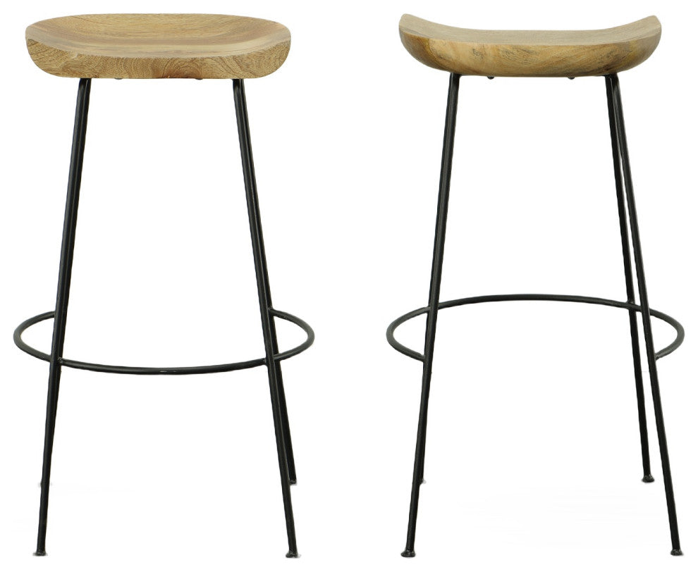 Raja Contoured Stool, Natural Mango/Black