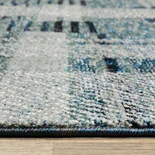 Aegina Distressed Plaid Area Rug, Blue, 3'3" X 5'2"