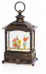 10-in H B/O Lighted Spinning Water Globe Lantern w/ Cardinal Design