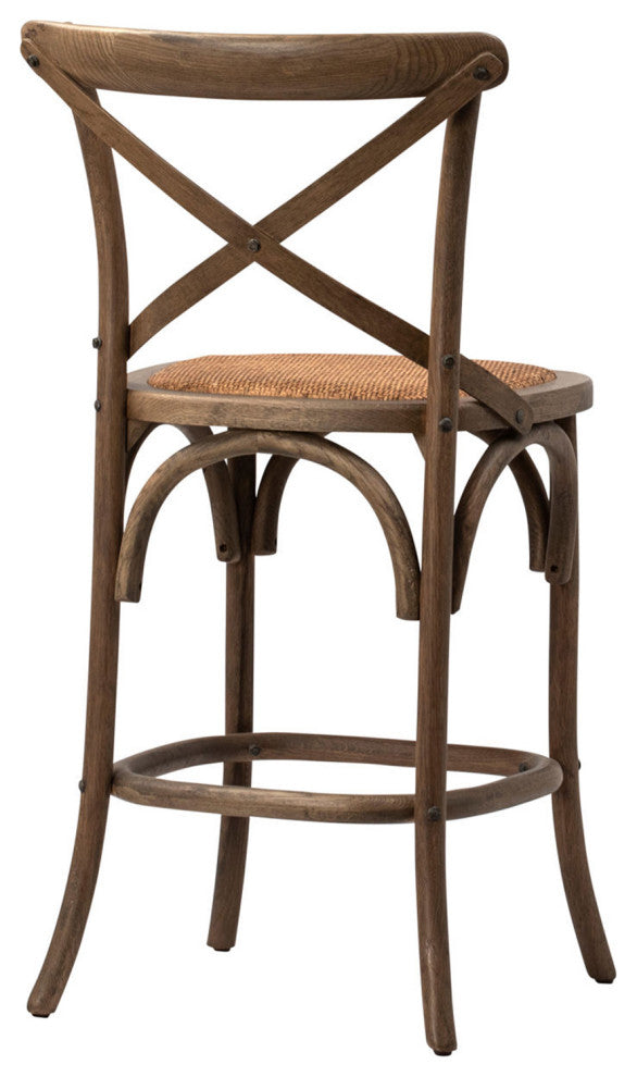 Natural Oak & Rattan Counter Stool