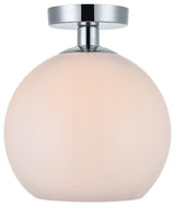 Baxter 1 Light Flush Mount in Chrome with Frosted White Glass