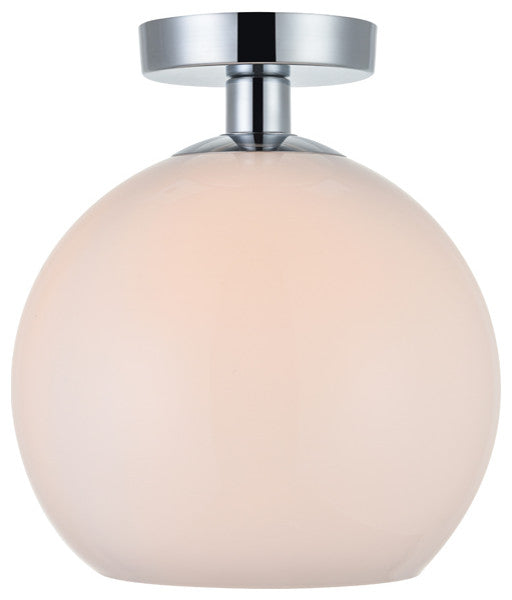 Baxter 1 Light Flush Mount in Chrome with Frosted White Glass